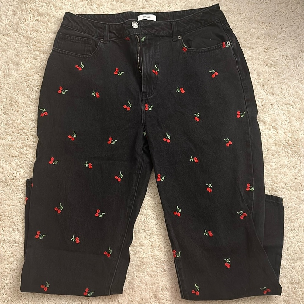 Forever 21 cherry denim jeans
